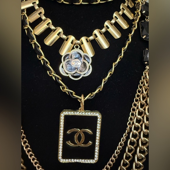 Gold and Black Statement Necklace Set - Picture 6 of 10